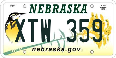 NE license plate XTW359