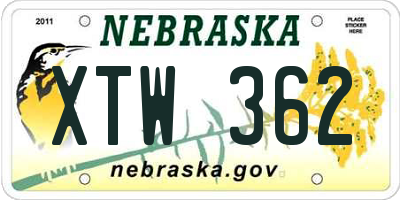 NE license plate XTW362