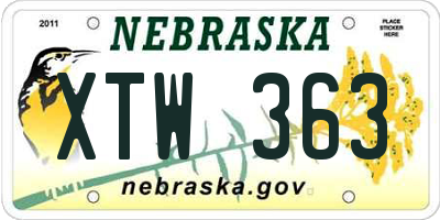 NE license plate XTW363