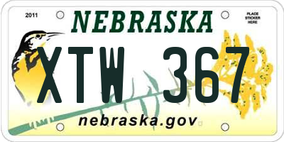 NE license plate XTW367