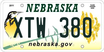 NE license plate XTW380