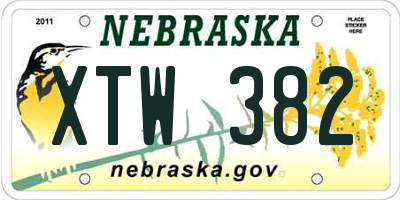 NE license plate XTW382