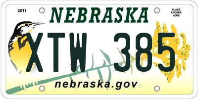 NE license plate XTW385