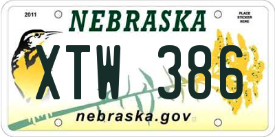 NE license plate XTW386