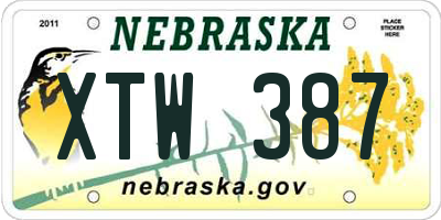 NE license plate XTW387