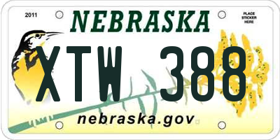 NE license plate XTW388