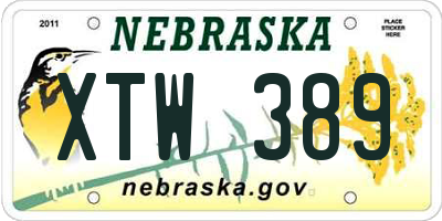 NE license plate XTW389