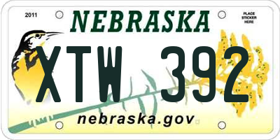 NE license plate XTW392