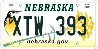 NE license plate XTW393