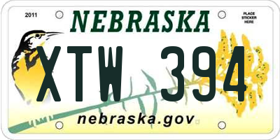 NE license plate XTW394