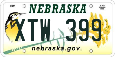NE license plate XTW399