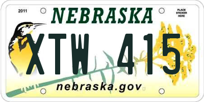 NE license plate XTW415