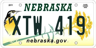 NE license plate XTW419