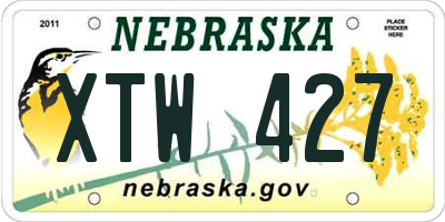 NE license plate XTW427