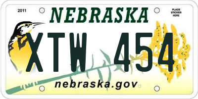 NE license plate XTW454
