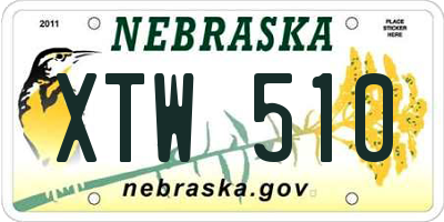 NE license plate XTW510
