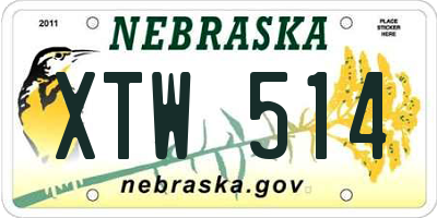 NE license plate XTW514