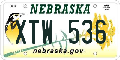 NE license plate XTW536