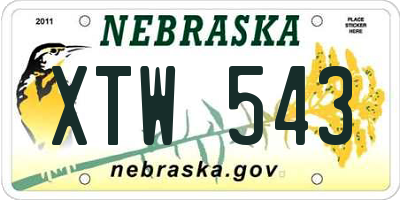 NE license plate XTW543