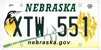 NE license plate XTW551
