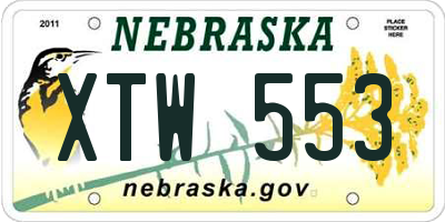 NE license plate XTW553