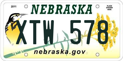 NE license plate XTW578