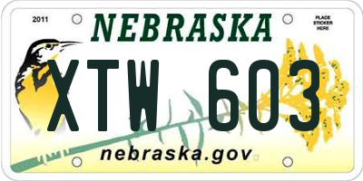 NE license plate XTW603