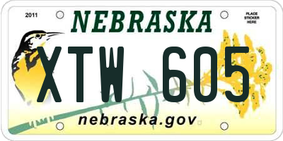 NE license plate XTW605