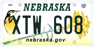 NE license plate XTW608