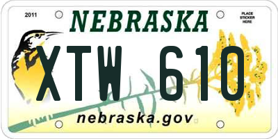 NE license plate XTW610