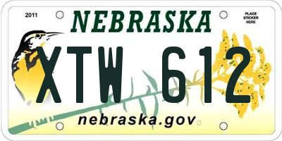 NE license plate XTW612