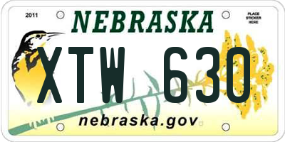 NE license plate XTW630