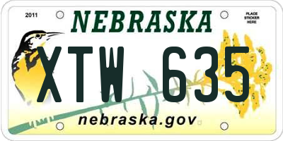NE license plate XTW635