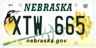 NE license plate XTW665