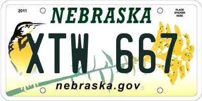NE license plate XTW667