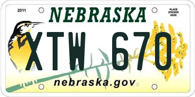 NE license plate XTW670