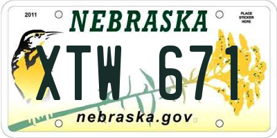 NE license plate XTW671