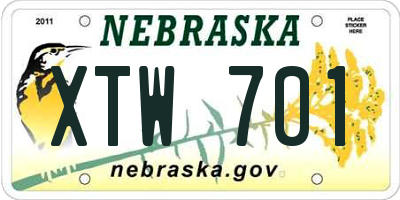 NE license plate XTW701
