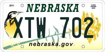 NE license plate XTW702