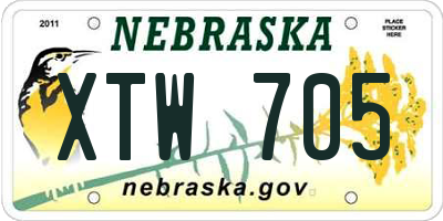 NE license plate XTW705