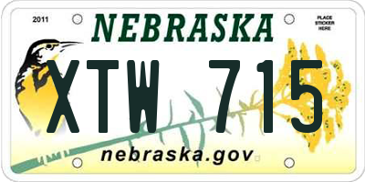 NE license plate XTW715