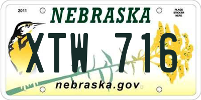 NE license plate XTW716
