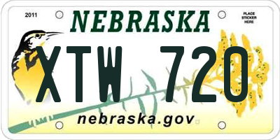 NE license plate XTW720