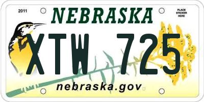 NE license plate XTW725