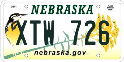NE license plate XTW726