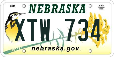 NE license plate XTW734