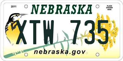 NE license plate XTW735