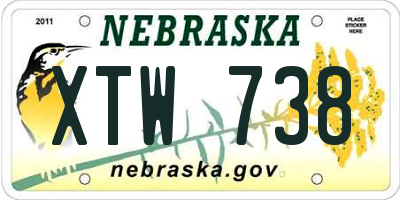 NE license plate XTW738