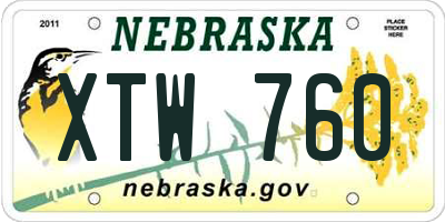 NE license plate XTW760