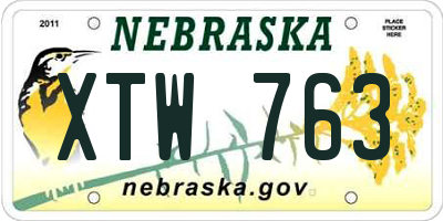 NE license plate XTW763